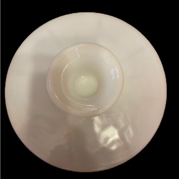 Anchor Hocking Milk Glass‎ Pedestal Cake Dessert Stand Gold Foil Fleur-De-Lis - Picture 5 of 11